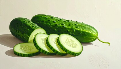 Partially sliced cucumber with visible seeds and textured skin on smooth surface, evoking freshness, simplicity, and culinary clarity.