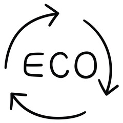Hand-drawn cartoon eco icon on a white background.