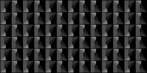 Dark geometric pattern illusion in black and gray tones. Modern abstract background for interior design, and minimal luxury concepts.