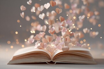 Open elegant book with artistic pages and decorative artistic composition