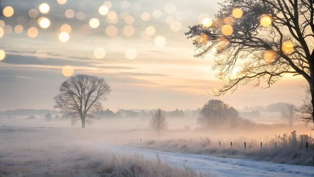 Golden Misty Winter Glow Background. Perfect for: luxury holiday cards, elegant packaging, festive website backgrounds