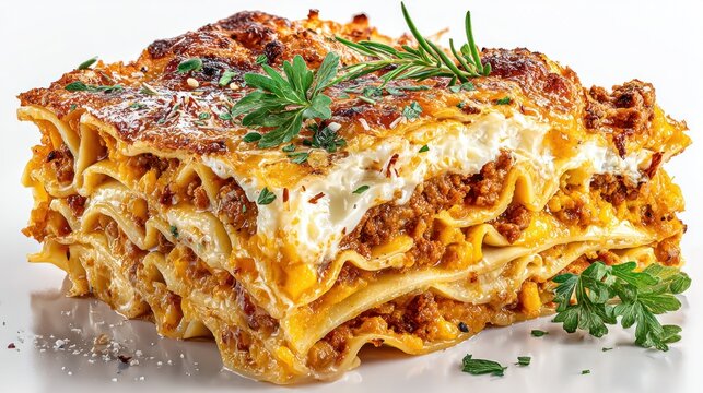 Layered pumpkin lasagna with melted cheese and fresh herbs showcasing Italian pasta preparation autumn
