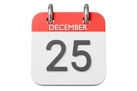 3d december 25 calendar icon. christmas holiday concept. Minimal cartoon xmas date planner schedule for holiday sale banner. isolated on white background. 3d render.