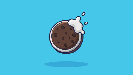 An Oreo cookie with cream on a blue background