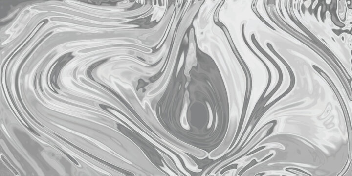Abstract liquid marble texture background with swirling silver and grey fluid patterns and metallic sheen for design and branding