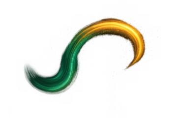 Abstract swirl of shining gold and green creating a dynamic light effect, ideal for modern design elements