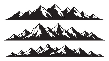 Three layered mountain range graphic simple vector design on transparent background silhouette