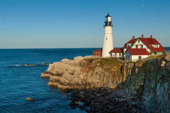 Portland Head, one of the oldest lighthouses on American Atlantic coast lit in 1791, in Portland, Maine, USA