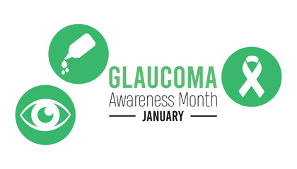 Vector illustration on the theme of Glaucoma awareness month observed each year during January. banner, Holiday, poster, card and background design.