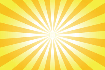 Bright yellow and orange sunburst background with radial rays of light
