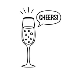 Champagne glass cheers festive new year