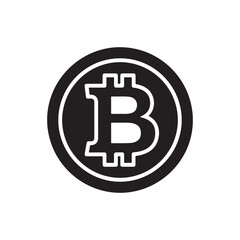 Stylized bitcoin logo silhouette icon vector flat illustration