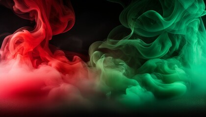 realistic green fog and red smoke in slow motion atmospheric misty effect floating fume rising up transparency