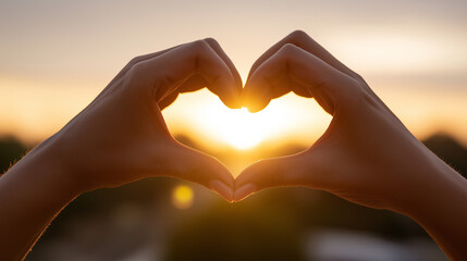 A universal visual tailored for publication couple in love: sharing a kiss under the romantic sky - sunset or sunrise orange in hand, celebrating valentine's day with an h&m heart, surrounded by.