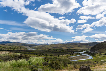 Naklejka premium View of the mountain landscape in the national park Torres del Paine, Patagonia, Chile, South America