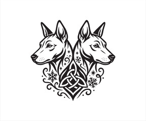 German Shepherd Tribal Heart Tattoo | Decorative Dog Love Vector Illustration