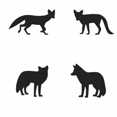 set of fox silhouette 