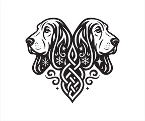 English Setter Celtic Heart Tattoo Design | Tribal Dog Love Art Illustration