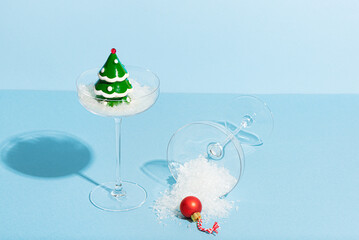 Christmas Tree and bauble in Cocktail Glasses