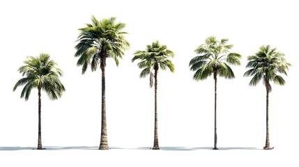 Obraz premium Palm trees in a row against a white background isolated