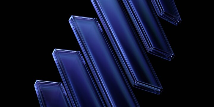 Abstract glass structure, futuristic background design, 3d render