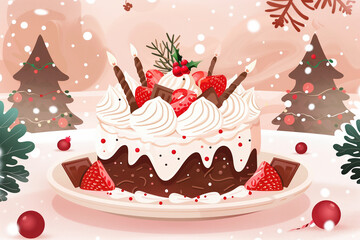 クリスマスケーキのイラスト