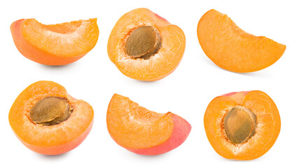 apricot fruits isolated on white background. clipping path