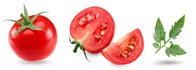 piece of fresh tomato isolated on white background. clipping path
