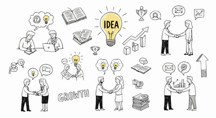 Business Idea doodles background.