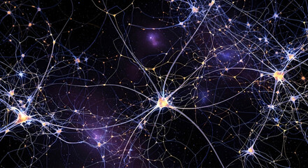 Complex Neural Network Abstract Background Neurons Glowing Synapse Digital Intelligence