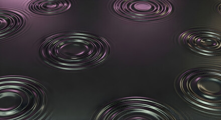 Dark Chrome Water Ripple Texture Background Metallic Surface Rain Drop Circles Abstract