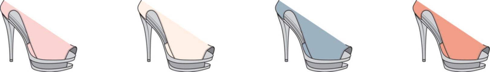 Elegant High Heel Shoes in Pastel Shades A Stylish Accessory Collection for Fashion and Design