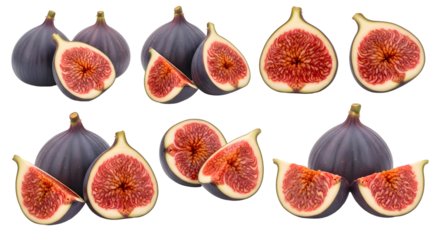 Fresh figs A visual feast of whole and sliced fruits, showcasing their vibrant colors and textures
