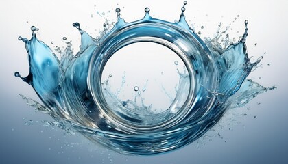 Fototapeta premium circular splash of water creates an intense ring effect on a white background for creative design applications