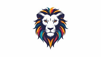 Obraz premium A graphic emblem, commonly known as a logo, that includes a stylized depiction of a lion's head. This symbol is often associated with courage, strength, and royalty in various cultures