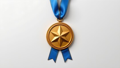 An award medal with a ribbon, prominently positioned against a white background.
