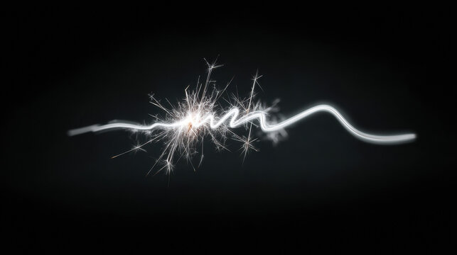Abstract sparkler light trail on black background capturing motion and energy, Guy Fawkes Night