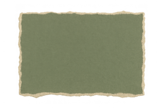 Torn edge green paper overlay with blank space for text, an aged vintage scrapbook element on transparent background