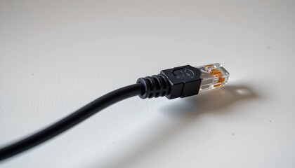 An Ethernet cable connected to a white USB adapter. This suggests that the USB adapter is likely being used for internet connectivity in a computer setup.