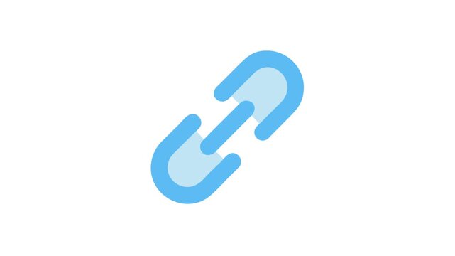 Blue link graphic icon on a White Background space