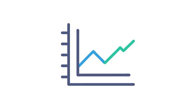 Simple line chart showing progress and growth trends Animation
