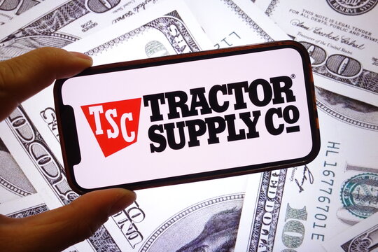 Konskie, Poland - September 28, 2025: Tractor Supply company logo displayed on mobile phone