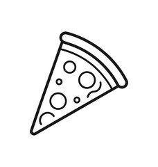 Simple line art slice of pizza with pepperoni, vector graphic illustration