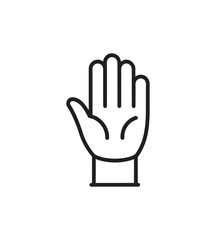 Open hand symbol representing stop or welcome gesture, simple line art
