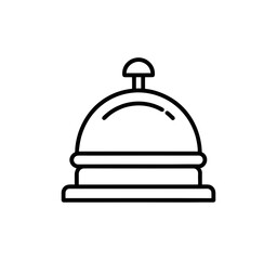 Simple line drawing of a vintage reception bell, hotel service symbol