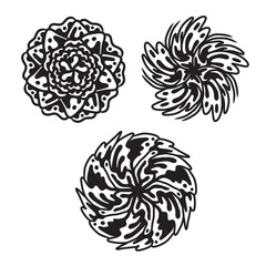 Set of hand drawn black mandala , asian traditional design oriental elements.