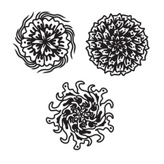 Set of hand drawn black mandala , asian traditional design oriental elements.