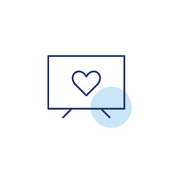 TV-set and heart. Favorite broadcast and streaming services. Pixel perfect, editable stroke vector icon