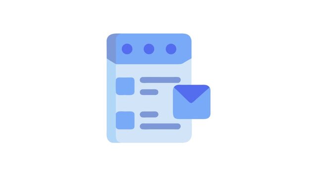 Blue Calendar with Email Notification Flat Animation Illustration