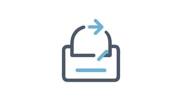 Data export icon showing arrow entering database, simple design